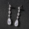 imageSWEETV Long PearShaped Rose Gold Wedding Birdal Earrings for Brides Bridesmaids Crystal Chandelier Dangle Drop Earrings for Women PromSilver