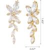imageSWEETV Marquise Cubic Zirconia Bridal Earrings Elegant Wedding Earrings for Brides Bridesmaids Crystal Formal Drop Earrings for Women Jewelry GiftsGold
