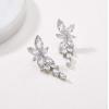 imageSWEETV Marquise Cubic Zirconia Bridal Earrings Elegant Wedding Earrings for Brides Bridesmaids Crystal Formal Drop Earrings for Women Jewelry GiftsSilver