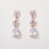 imageSWEETV Marquise Wedding Earrings for Brides Bridesmaids Teardrop Crystal Cubic Zirconia Bridal Drop Earrings for Women PromRose Gold