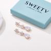 imageSWEETV Marquise Wedding Earrings for Brides Bridesmaids Teardrop Crystal Cubic Zirconia Bridal Drop Earrings for Women PromRose Gold