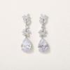 imageSWEETV Marquise Wedding Earrings for Brides Bridesmaids Teardrop Crystal Cubic Zirconia Bridal Drop Earrings for Women PromSilver