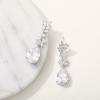 imageSWEETV Marquise Wedding Earrings for Brides Bridesmaids Teardrop Crystal Cubic Zirconia Bridal Drop Earrings for Women PromSilver