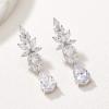 imageSWEETV Marquise Wedding Earrings for Women Brides Birdesmaids Crystal Cubic Zirconia Bridal Drop Earrings for Wedding Prom Jewelry
