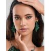 imageSWEETV Rhinestone Dangle Earrings for Women Crystal Statement Drop EarringsChandelier Wedding Bridal Earrings for Brides Prom Formal PartyGreen