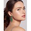 imageSWEETV Rhinestone Dangle Earrings for Women Crystal Statement Drop EarringsChandelier Wedding Bridal Earrings for Brides Prom Formal PartyGreen