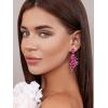 imageSWEETV Rhinestone Dangle Earrings for Women Crystal Statement Drop EarringsChandelier Wedding Bridal Earrings for Brides Prom Formal PartyHot Pink