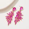 imageSWEETV Rhinestone Dangle Earrings for Women Crystal Statement Drop EarringsChandelier Wedding Bridal Earrings for Brides Prom Formal PartyHot Pink