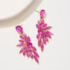 imageSWEETV Rhinestone Dangle Earrings for Women Crystal Statement Drop EarringsChandelier Wedding Bridal Earrings for Brides Prom Formal PartyHot Pink