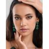 imageSWEETV Rhinestone Dangle Earrings for Women Sparkly Wedding Bridal Earrings for Brides Bridesmaids Crystal Statement Drop Earrings Prom Formal PartyGreen