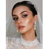 imageSWEETV Rhinestone Dangle Earrings for Women Sparkly Wedding Bridal Earrings for Brides Bridesmaids Crystal Statement Drop Earrings Prom Formal PartySilver