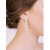imageSWEETV Teardrop Wedding Earrings for Brides Birdesmaid Crystal Cubic Zirconia Bridal Drop Earrings for Women PromRose Gold