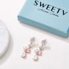 imageSWEETV Teardrop Wedding Earrings for Brides Birdesmaid Crystal Cubic Zirconia Bridal Drop Earrings for Women PromRose Gold