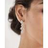 imageSWEETV Teardrop Wedding Earrings for Brides Birdesmaid Crystal Cubic Zirconia Bridal Drop Earrings for Women PromSilver