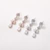 imageSWEETV Teardrop Wedding Earrings for Brides Birdesmaid Crystal Cubic Zirconia Bridal Drop Earrings for Women PromSilver