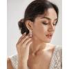imageSWEETV Teardrop Wedding Earrings for Brides Birdesmaid Crystal Cubic Zirconia Bridal Drop Earrings for Women PromSilver