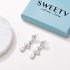 imageSWEETV Teardrop Wedding Earrings for Brides Birdesmaid Crystal Cubic Zirconia Bridal Drop Earrings for Women PromSilver