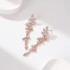 imageSWEETV Wedding Bridal Chandelier Earrings for Brides Bridesmaids Crystal Rhinestone Long Drop Dangle Earrings for WomenRose Gold