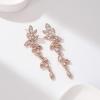 imageSWEETV Wedding Bridal Chandelier Earrings for Brides Bridesmaids Crystal Rhinestone Long Drop Dangle Earrings for WomenRose Gold