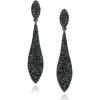 imageSWEETV Crystal Chandelier Earrings for Women Brides Rhinestone Silver Black Dangle Earrings for Wedding Prom Party Long Drop Dangling Earrings for Costume JewelryBlack