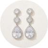 imageSWEETV Crystal Teardrop Wedding Bridal Earrings For Brides Bridesmaids Rhinestone Drop Dangle Earrings for Women Bridal Prom Party JewelrySilver