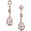 imageSWEETV Cubic Zirconia Teardrop Wedding Bridal Earrings for WomenBridesmaidsBrides  Crystal Rhinestones Dangle Earrings JewelryRose Gold
