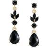 imageSWEETV Drop Earrings for WomenBridesmaidsBrides Teardrop Crystal Rhinestones Cubic Zirconia Earrings DanglingBlack RhinestoneGold Tone