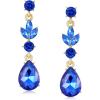 Blue Rhinestone-Gold Tone