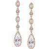 imageSWEETV Long PearShaped Rose Gold Wedding Birdal Earrings for Brides Bridesmaids Crystal Chandelier Dangle Drop Earrings for Women PromRose Gold