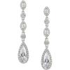 imageSWEETV Long PearShaped Rose Gold Wedding Birdal Earrings for Brides Bridesmaids Crystal Chandelier Dangle Drop Earrings for Women PromSilver
