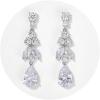 imageSWEETV Teardrop Wedding Bridal Earrings for Brides Bridesmaids Crystal Cubic Zirconia Dangle Drop Earrings for Women Prom GiftsSilver