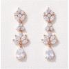 imageSWEETV Teardrop Wedding Earrings for Brides Birdesmaid Crystal Cubic Zirconia Bridal Drop Earrings for Women PromRose Gold
