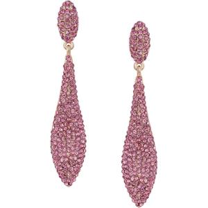 imageSWEETV Crystal Chandelier Earrings for Women Brides Rhinestone Silver Black Dangle Earrings for Wedding Prom Party Long Drop Dangling Earrings for Costume JewelryPink