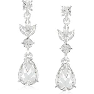 imageSWEETV Drop Earrings for WomenBridesmaidsBrides Teardrop Crystal Rhinestones Cubic Zirconia Earrings DanglingClear RhinestonesSilver Tone
