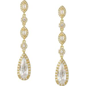 imageSWEETV Long PearShaped Rose Gold Wedding Birdal Earrings for Brides Bridesmaids Crystal Chandelier Dangle Drop Earrings for Women PromGold