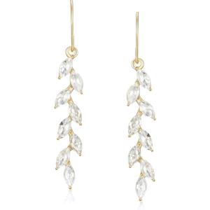 imageSWEETV Marquise Rhinestone Dangle Earrings for Women Wedding Bridal Earrings for Brides Bridesmaids Crystal Drop Dangling Earrings for Prom or Pageant Gold