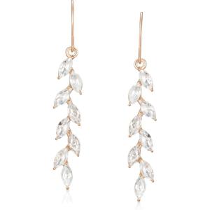 imageSWEETV Marquise Rhinestone Dangle Earrings for Women Wedding Bridal Earrings for Brides Bridesmaids Crystal Drop Dangling Earrings for Prom or PageantClearRose Gold Tone