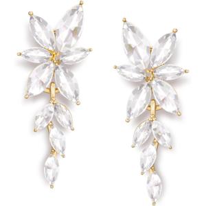 imageSWEETV Marquise Rhinestone Wedding Earrings for Brides Bridesmaids Elegant Bridal EarringsCrystal Formal Dangle Drop Earrings for Women Prom Jewelry GiftsClearGold Tone