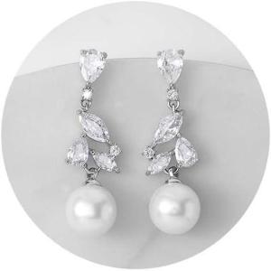 imageSWEETV Pearl Wedding Bridal Earrings for Brides Bridesmaids Pearl Drop Earrings for Women Dangling Prom Formal Party Jewelry GiftsStyle2