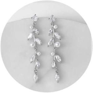 imageSWEETV Pearl Wedding Bridal Earrings for Brides Bridesmaids Pearl Drop Earrings for Women Dangling Prom Formal Party Jewelry GiftsStyle3