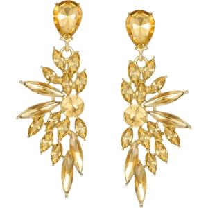 imageSWEETV Rhinestone Dangle Earrings for Women Crystal Statement Drop EarringsChandelier Wedding Bridal Earrings for Brides Prom Formal PartyChampagne