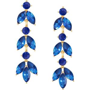 imageSWEETV Rhinestone Dangle Earrings for Women Sparkly Wedding Bridal Earrings for Brides Bridesmaids Crystal Statement Drop Earrings Prom Formal PartyBlue