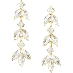 imageSWEETV Rhinestone Dangle Earrings for Women Sparkly Wedding Bridal Earrings for Brides Bridesmaids Crystal Statement Drop Earrings Prom Formal PartyGold