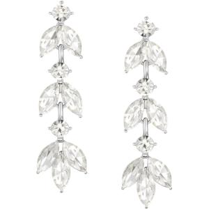 imageSWEETV Rhinestone Dangle Earrings for Women Sparkly Wedding Bridal Earrings for Brides Bridesmaids Crystal Statement Drop Earrings Prom Formal PartySilver