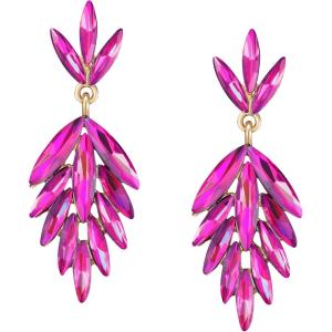 imageSWEETV Rhinestone Statement Earrings for Women Vintage Cluster Drop Dangle EarringsChandelier Earrings Dangling for Prom Wedding Bridal PartyHot Pink