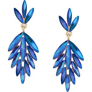 imageSWEETV Rhinestone Statement Earrings for Women Vintage Cluster Drop Dangle EarringsChandelier Earrings Dangling for Prom Wedding Bridal PartySapphire