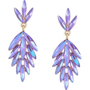 imageSWEETV Rhinestone Statement Earrings for Women Vintage Cluster Drop Dangle EarringsChandelier Earrings Dangling for Prom Wedding Bridal PartyViolet