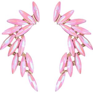 imageSWEETV Rhinestone Statement Earrings for Women Vintage Colorful Crystal Stud Dangle Earrings for Wedding Bridal Prom Formal Party Pink