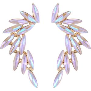 imageSWEETV Rhinestone Statement Earrings for Women Vintage Colorful Crystal Stud Dangle Earrings for Wedding Bridal Prom Formal PartyLavender