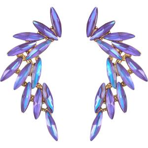 imageSWEETV Rhinestone Statement Earrings for Women Vintage Colorful Crystal Stud Dangle Earrings for Wedding Bridal Prom Formal PartyViolet